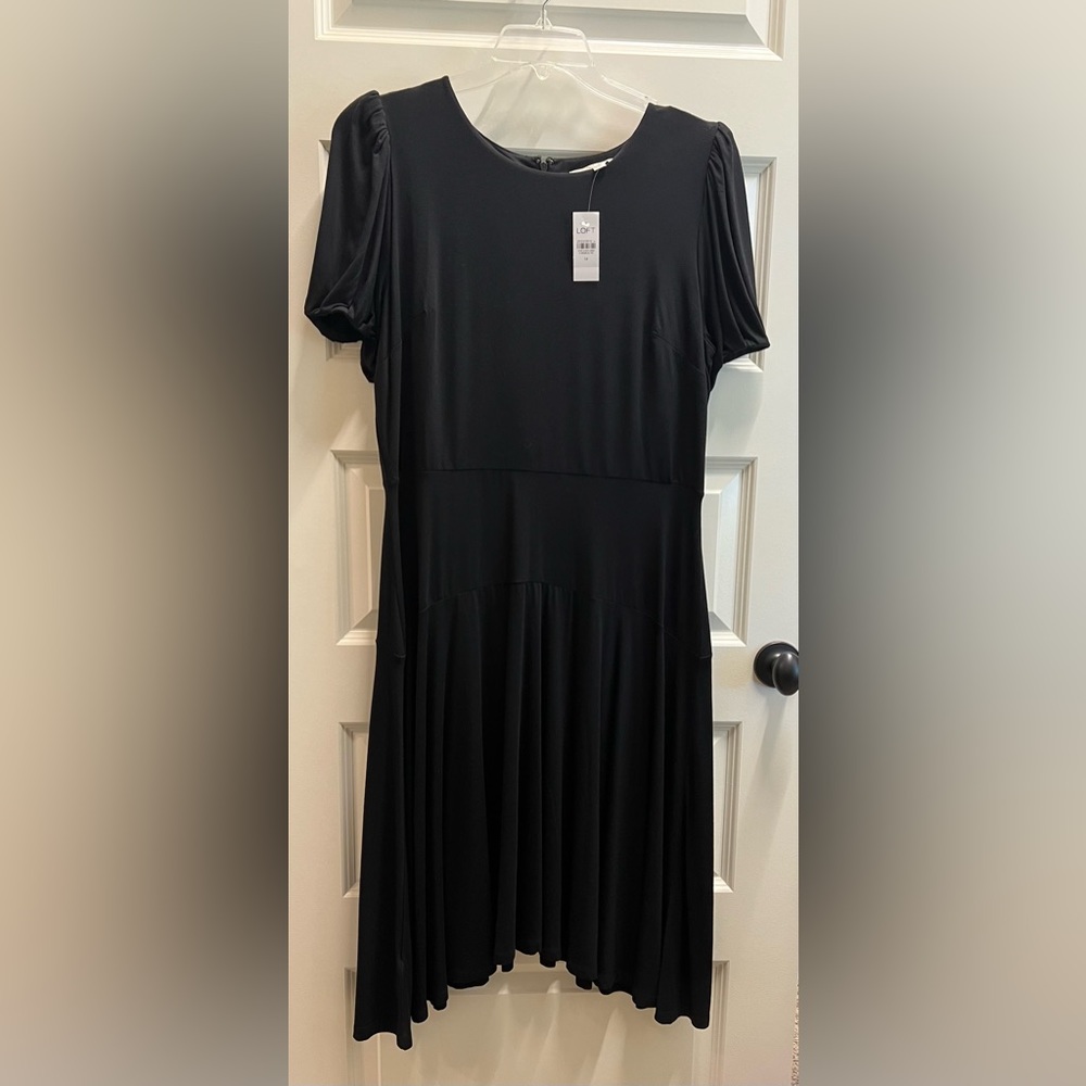 NWT - LOFT Black Midi Dress SZ 14
